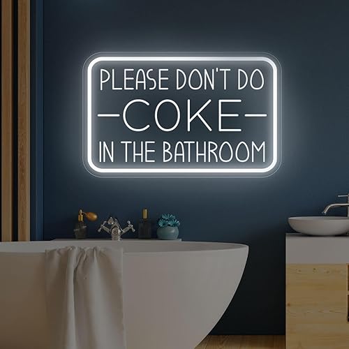Miniatura 3 de Letrero de neón con texto en inglés "Please Don't Do Coke in The Bath" para decoración de pared, luz LED de neón alimentada por USB con brillo