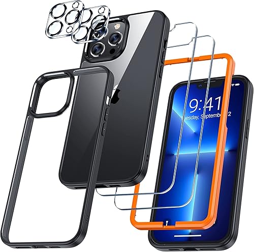 UniqueMe Funda de 6.7 pulgadas con diseño 5 en 1 para iPhone 13 Pro Max, 2 protectores de pantalla de vidrio templado + 2 protectores de lente de UniqueMe Funda de 6.7 pulgadas con diseño 5 en 1 para iPhone 13 Pro Max, 2 protectores de pantalla de vidrio templado + 2 protectores de lente de