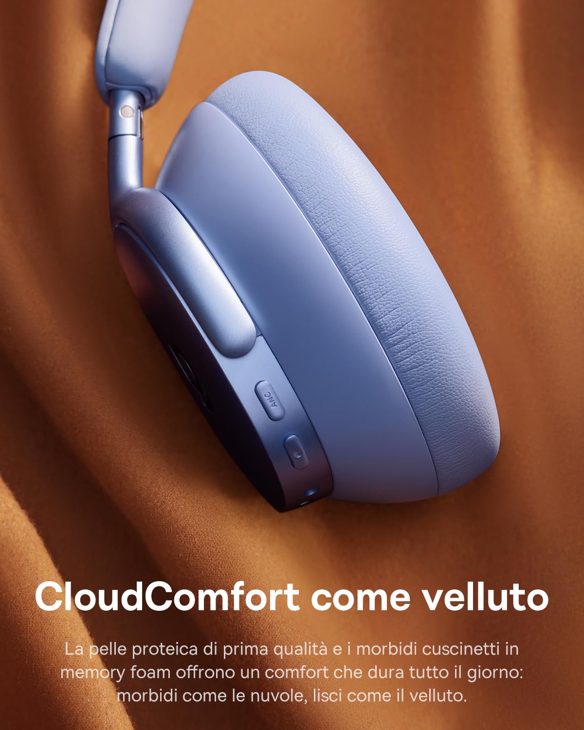 Baseus Inspire XH1 Cuffie Bluetooth Cancellazione Rumore Attiva, Sound by Bose, Nuvola di Conforto, Dolby Audio & Hi-Res per un Suono Incredibilmente Dinamico, Autonomia 100 h, Blu Crepuscolare