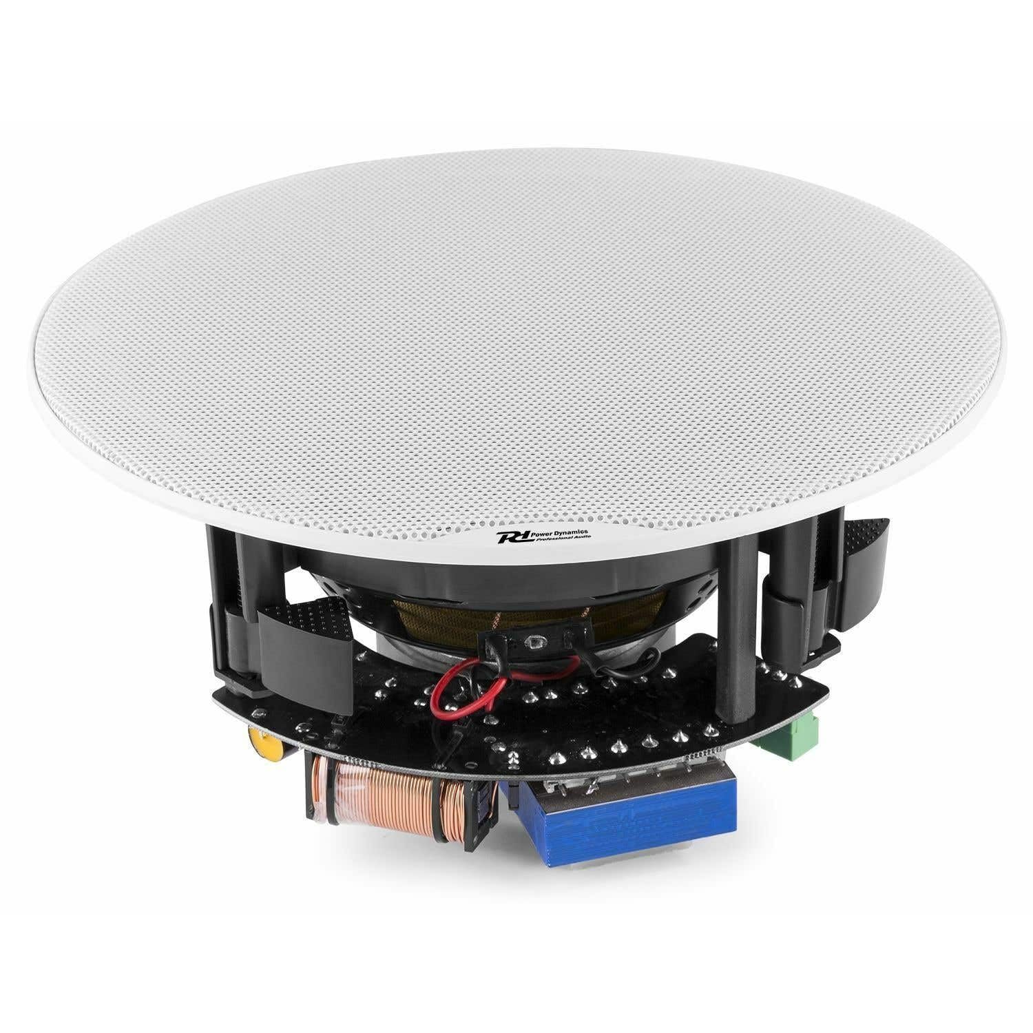 Power Dynamics FCS5 Altavoz empotrable de Techo de bajo Perfil 100 voltios, 8 ohmios y 80 w, empotrable de Techo Plano, Altavoces para Sistema de 100 V, bafle de 5 Pulgadas, Blanco