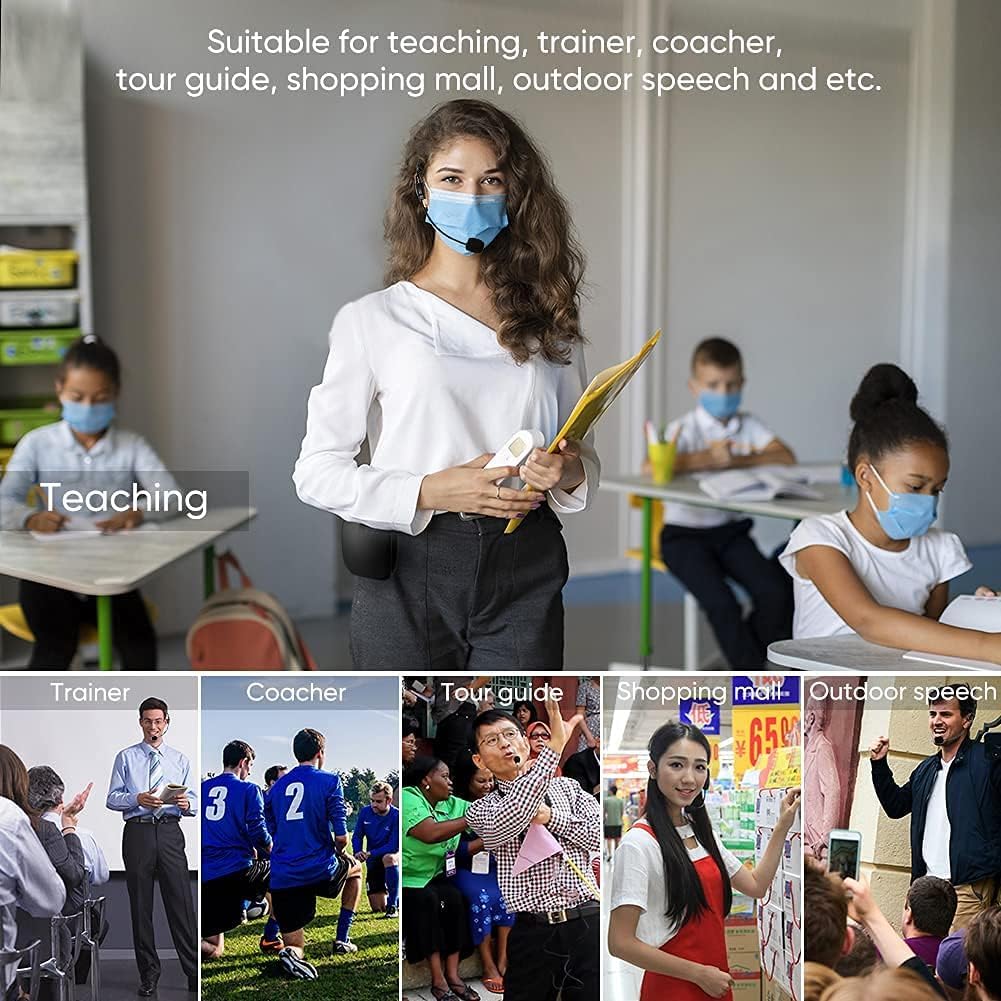 SHIDU Voice Amplifier Teachers,Megaphone Speaker Portable PA System with Microphone Headset(Work of 12hours) Supports MP3 Format Audio for Tour Guides Coaches Yoga Fitness Instructors - Image 2