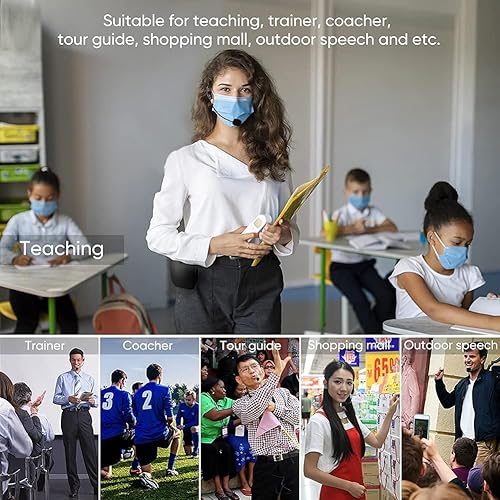 Miniatura 2 de SHIDU Amplificador de voz para profesores, megáfono, sistema PA portátil con micrófono (trabajo de 12 horas) soporta audio de formato MP3 para guías