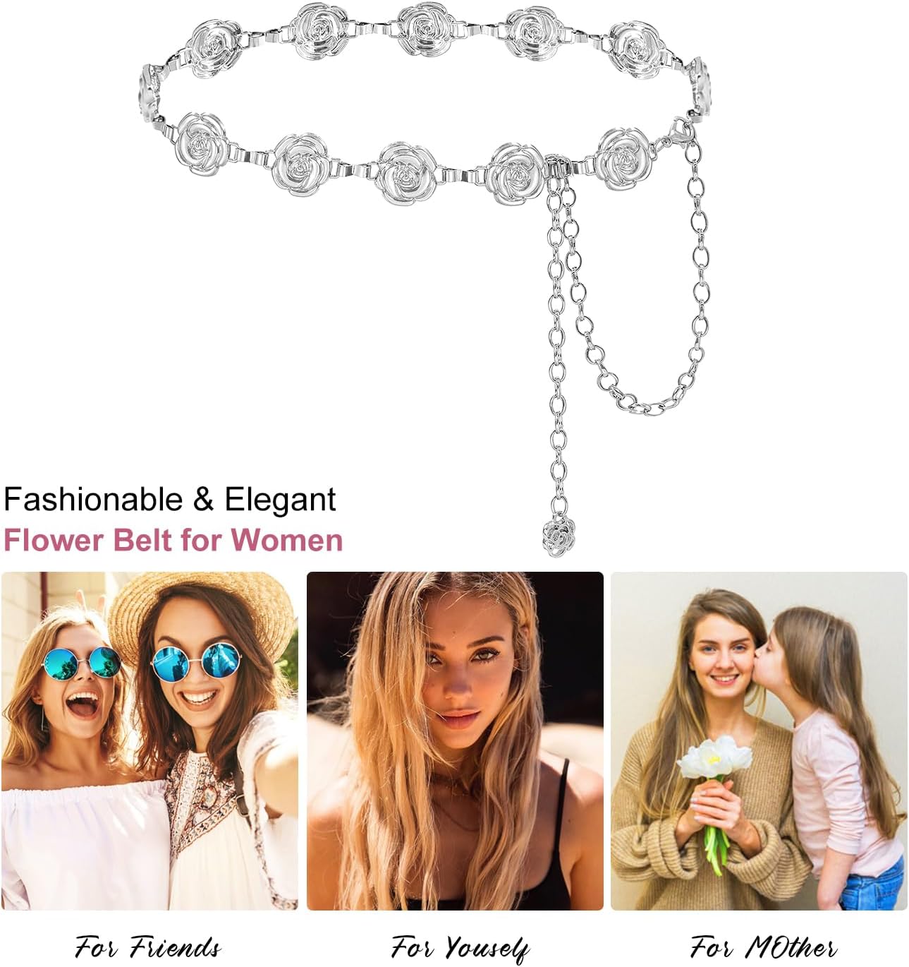 Glamorstar Hollow Flower Belt for Women Waist Chain Belts for Dresses - Image 6