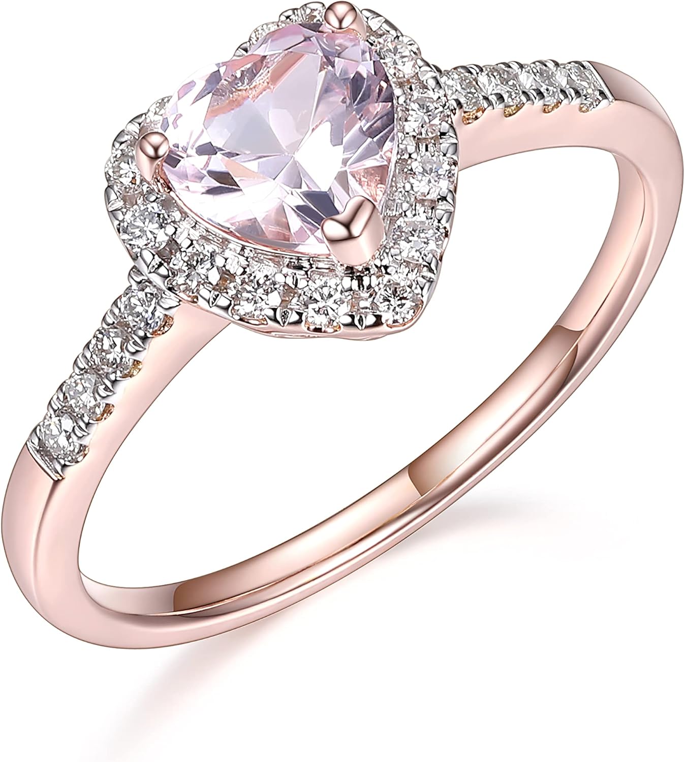 Amazon Essentials 18 Karat Rose 18K Gold Over Sterling Silver Created Pink Sapphire and 0.2 Carat Total Weight Lab Grown Diamond Heart Halo Ring, Size 7 (previously Amazon Collection)