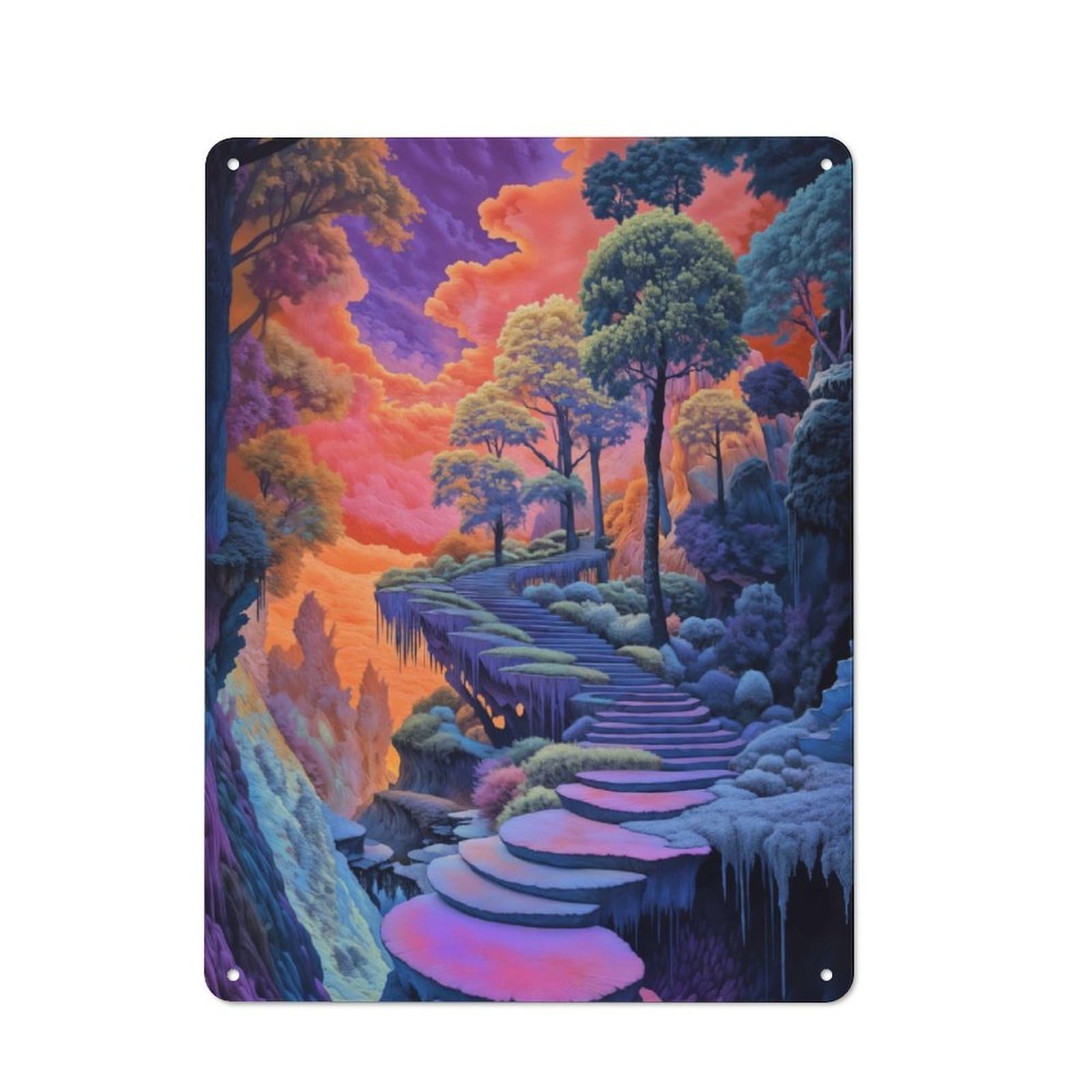 Junmoney Stairway To Surreal Retro Metal Plaque 40X30cm For Bar Or Restaurant, Suited To Restaurant Interior Fans