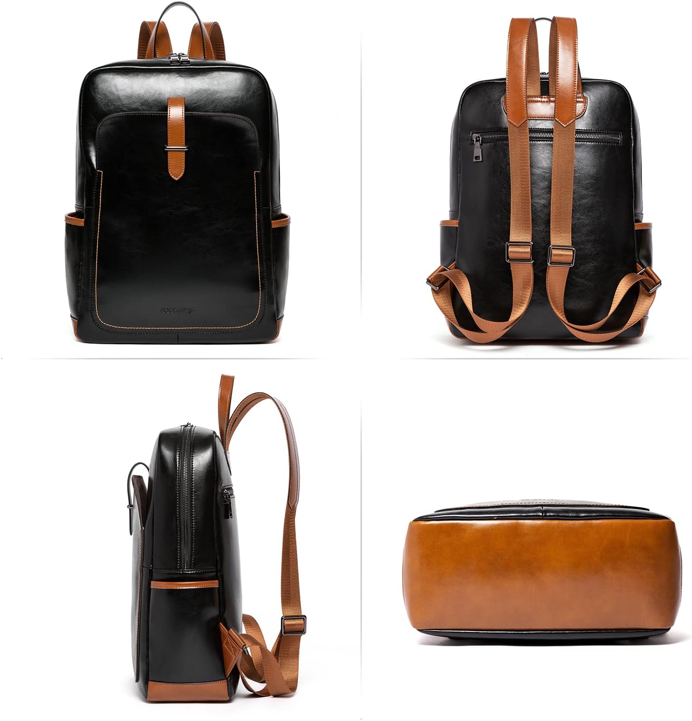 BOSTANTEN Leather Laptop Backpack for Women,15.6 inch Computer Backpack Purse College Daypack Work Travel Bag Black-brown - Image 6