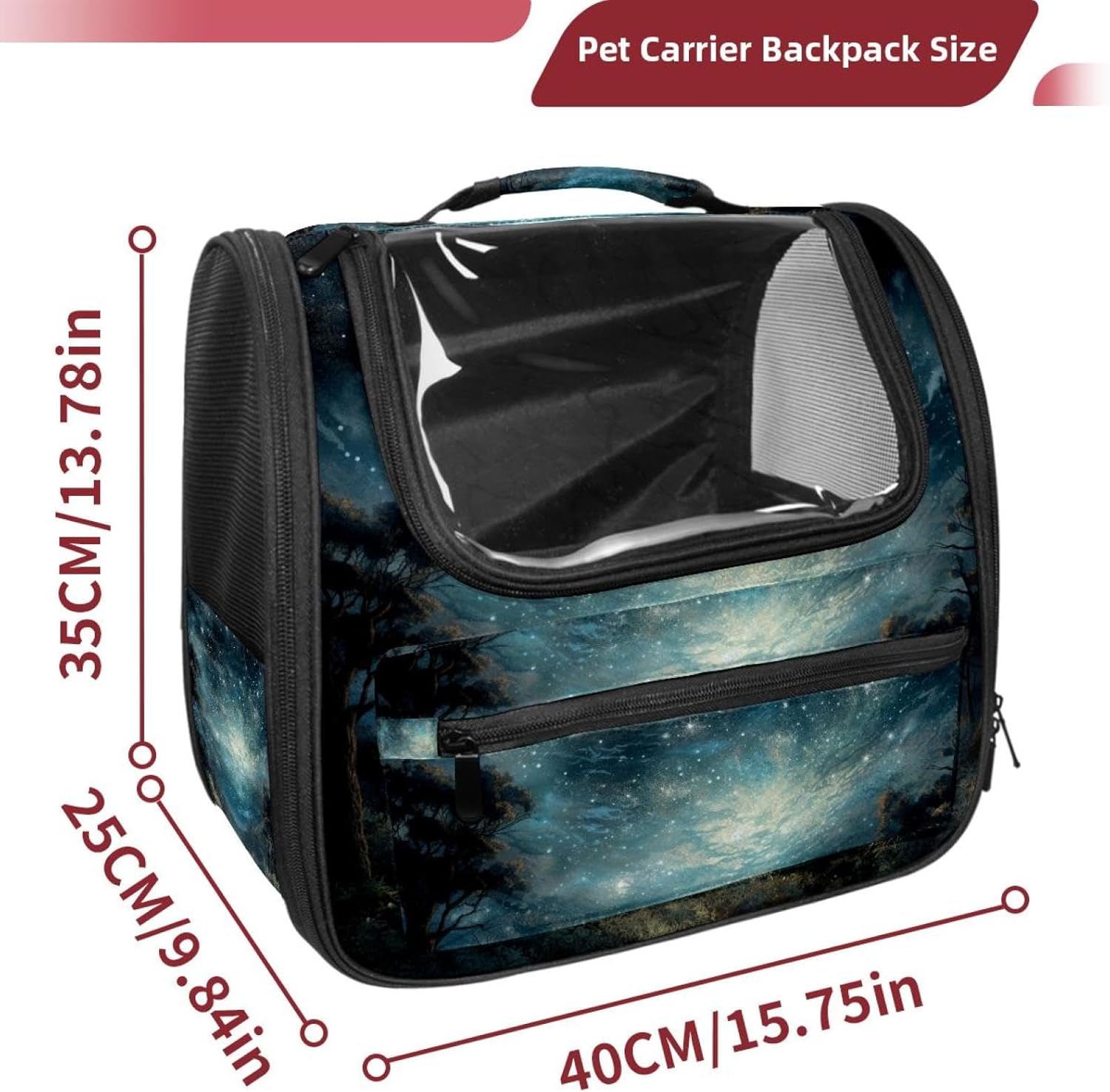 Portable Travel pet Backpack Carrier Hamster Bag Small Dog cat Carrier Breathable Hang Bag, Stars Nebula