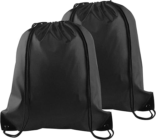 KUUQA Mochila con cordón, bolsa deportiva con cincha, mochila de almacenamiento para gimnasio, viajes, Negro -, Viajar