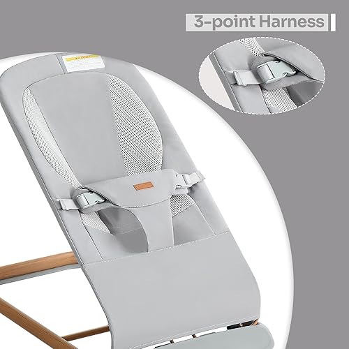 Miniatura 3 de AMKE CooCon - Bouncer para bebé, asiento ergonómico para bebés con 3 posiciones reclinables, asiento de gorila portátil para recién nacido, diseño