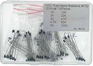 10 Values x 10 Pieces, Total 100 Pieces,NTC Thermistors Resistors MF52 Inrush Current Limiter Temperature Sensor Assorted Kit Including (1K 2K 3K 4.7K 5K 10K 20K 47K 50K 100K ohm)