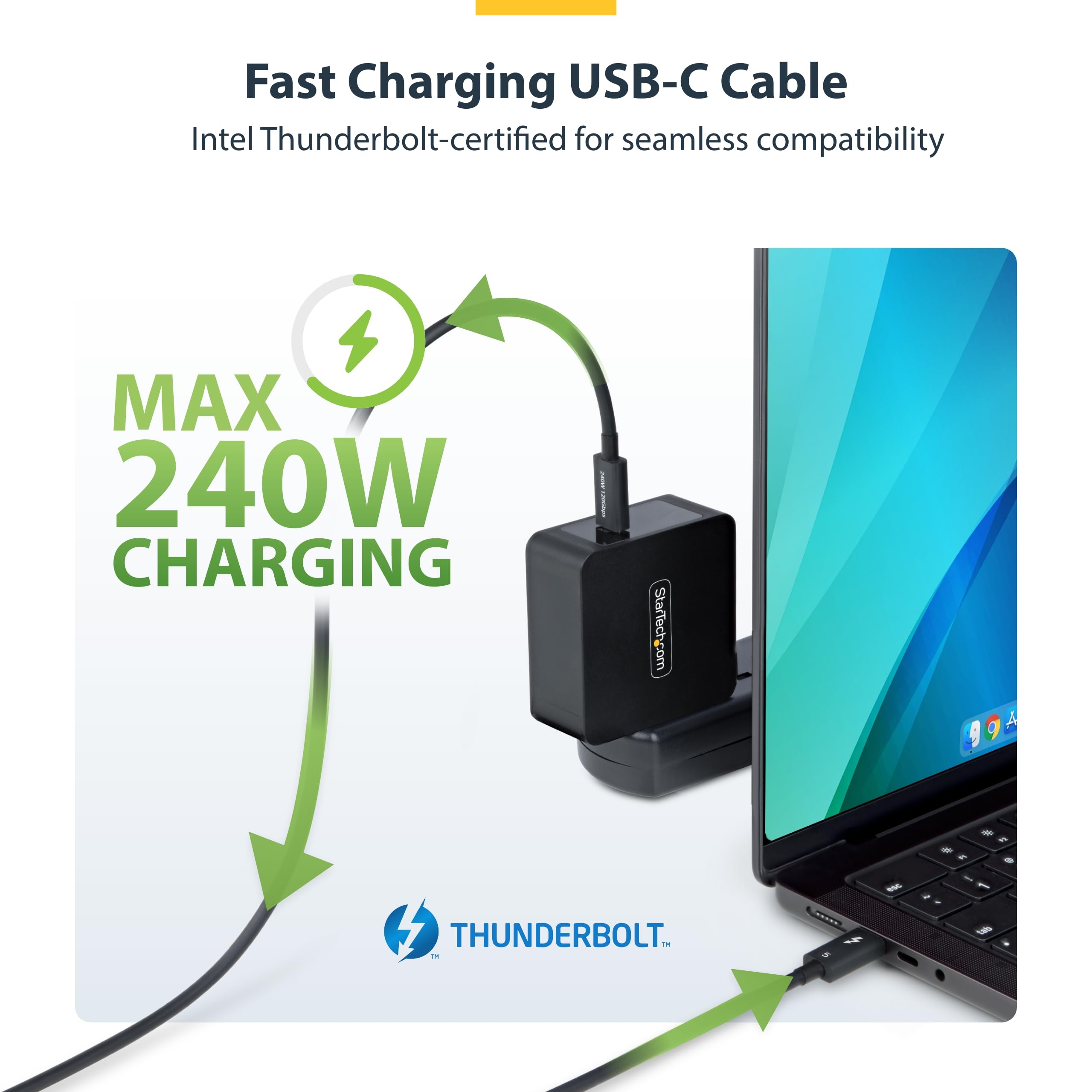 StarTech.com Kabel Thunderbolt 5 80 cm, 80 Gb/s - 120 Gb/s, 240 W PD, 8 K60 Hz, przewód z certyfikatem Thunderbolt, TB4, USB4, USB-C