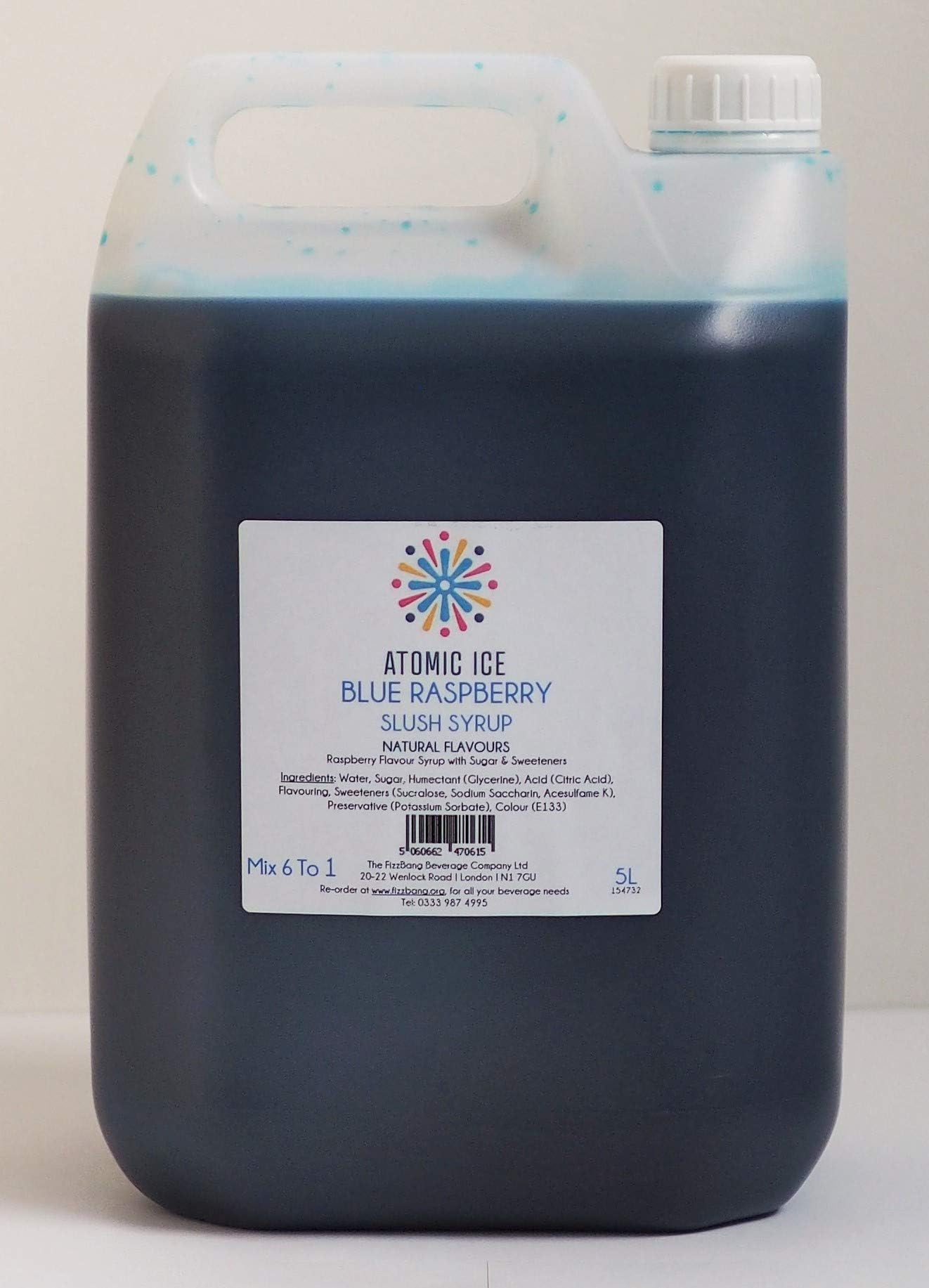 Slush syrup 2x5L - Atomic Ice Blue Raspberry, NO Glycerine, naturally flavoured, NO AZO coloured slush