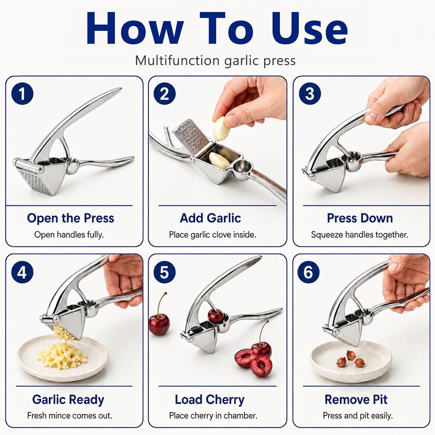 Garlic Press, Rust Resistant Garlic Crusher and Mincer