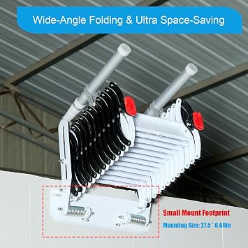 11 Steps Retractable Loft Ladder, 660lb Wall Mounted Pull Down