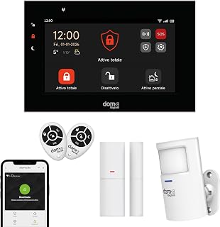 Beghelli - Dom-e Alarmanlage, kabelloses WLAN/GSM 4G LoRa, kabellos, kompatibel mit Alexa und Google Home, Installation ohne Verkabelung, SOS-Taste