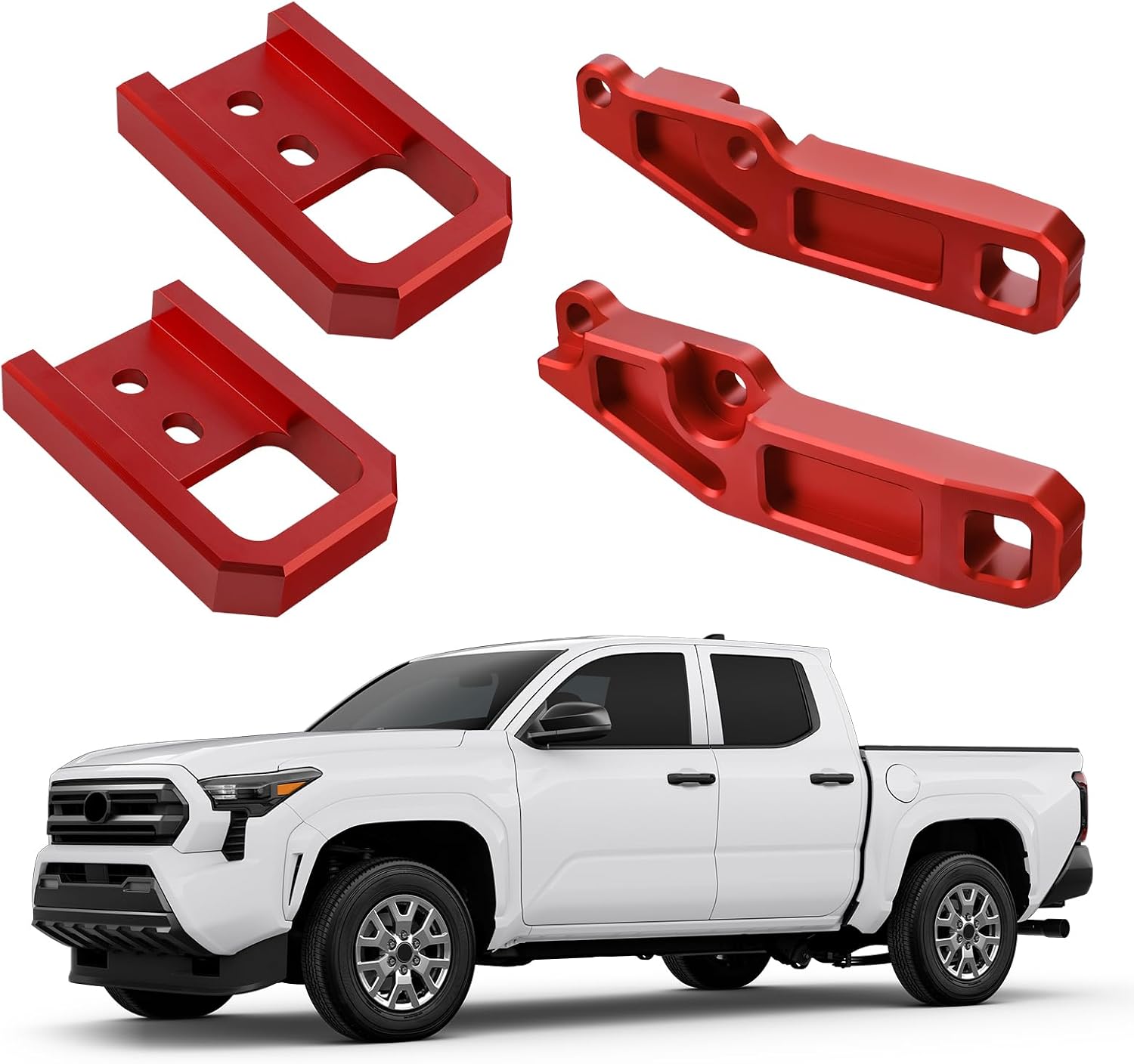 Tow Hooks for Tacoma 2024-2026/4Runner 2025-2026/Land Cruiser 250 2024-2025 & Rear Recovery Points for Tacoma 2024-2026 Red