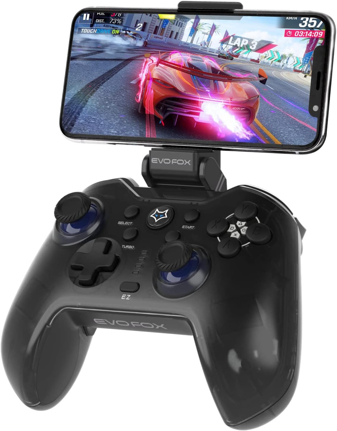 Amkette EvoFox Go Smartphone Bluetooth Gamepad for Android, iPhones and iPads with The Dojo App, Detachable Mobile Clamp, Low Latency Bluetooth 5.1 and More (Grey)