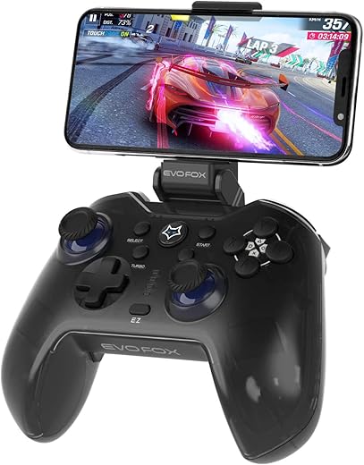 Amkette EvoFox Go Smartphone Bluetooth Gamepad for iPhones, iPads, and Android with The Dojo App, Detachable Mobile Clamp, Bluetooth 5.1, Turbo and…