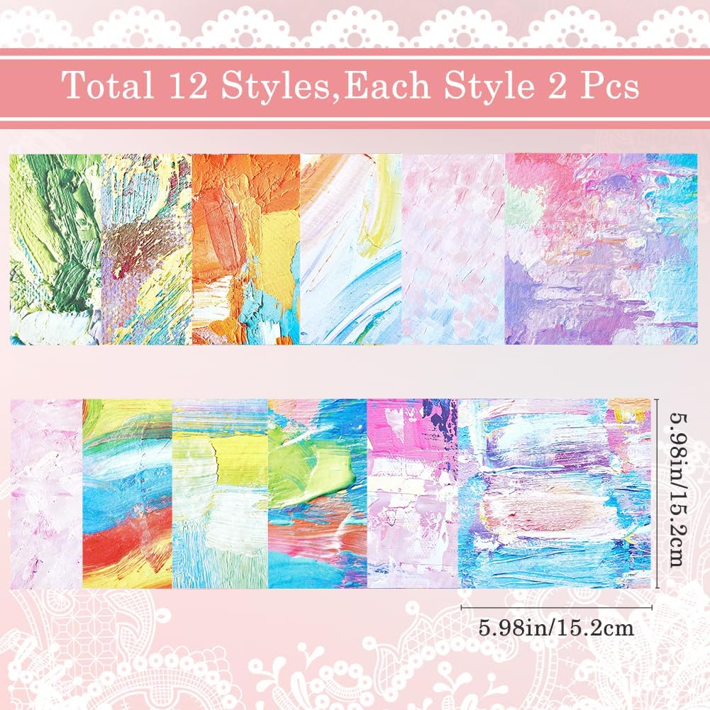 GORGECRAFT 24 Sheets 12 Styles Patterned Scrapbook Paper Pad 5.98x5.98inch Painting Decorative Decoupage Paper Journaling Background Supplies for Planners Card Making Photo Album Origami image 2