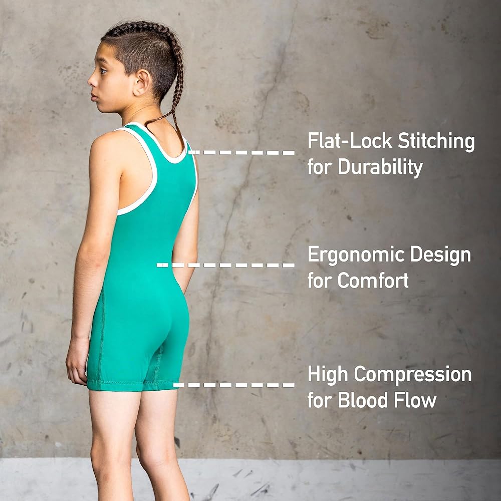 Amazon.co.jp: キッズレスリングユースシングレット、エリート