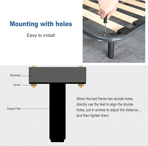 Miniatura 2 de Patas de cama ajustables, reemplazo de patas de soporte de cama de metal, marco central de cama resistente, pata de soporte de listones centrales