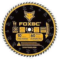 Vista 1 de FOXBC Hoja de sierra de mesa de corte transversal de acabado fino de 10 pulgadas, 60 dientes ATB, con eje de 5/8 pulgadas