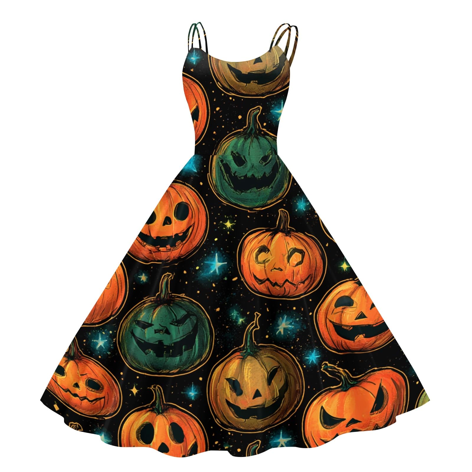 Vestido de Halloween retro con falda amplia que estiliza la silueta de forma cómoda 6