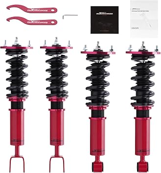 ZYanto Coilovers for Lexus SC300 SC400 1992-2000, for Toyota Supra 1993-1998, 24 Levels Damper Adjustable Shock Abosrber Struts, Height Adjustment Lowering Kits, Red