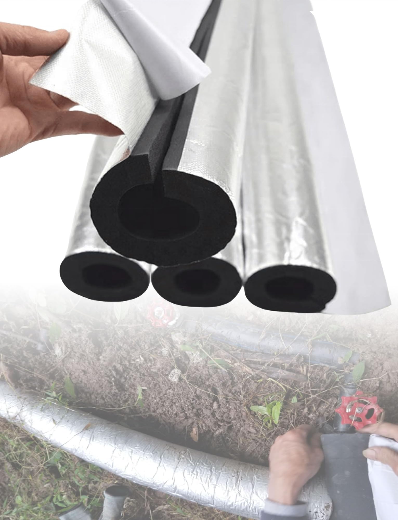 Rollo de aislamiento flexible for tuberías,revestimiento de espuma autoadhesiva de 4,8cm de espesor y 94 cm de largo for tuberías de agua fría y caliente(Id-16.5cm)