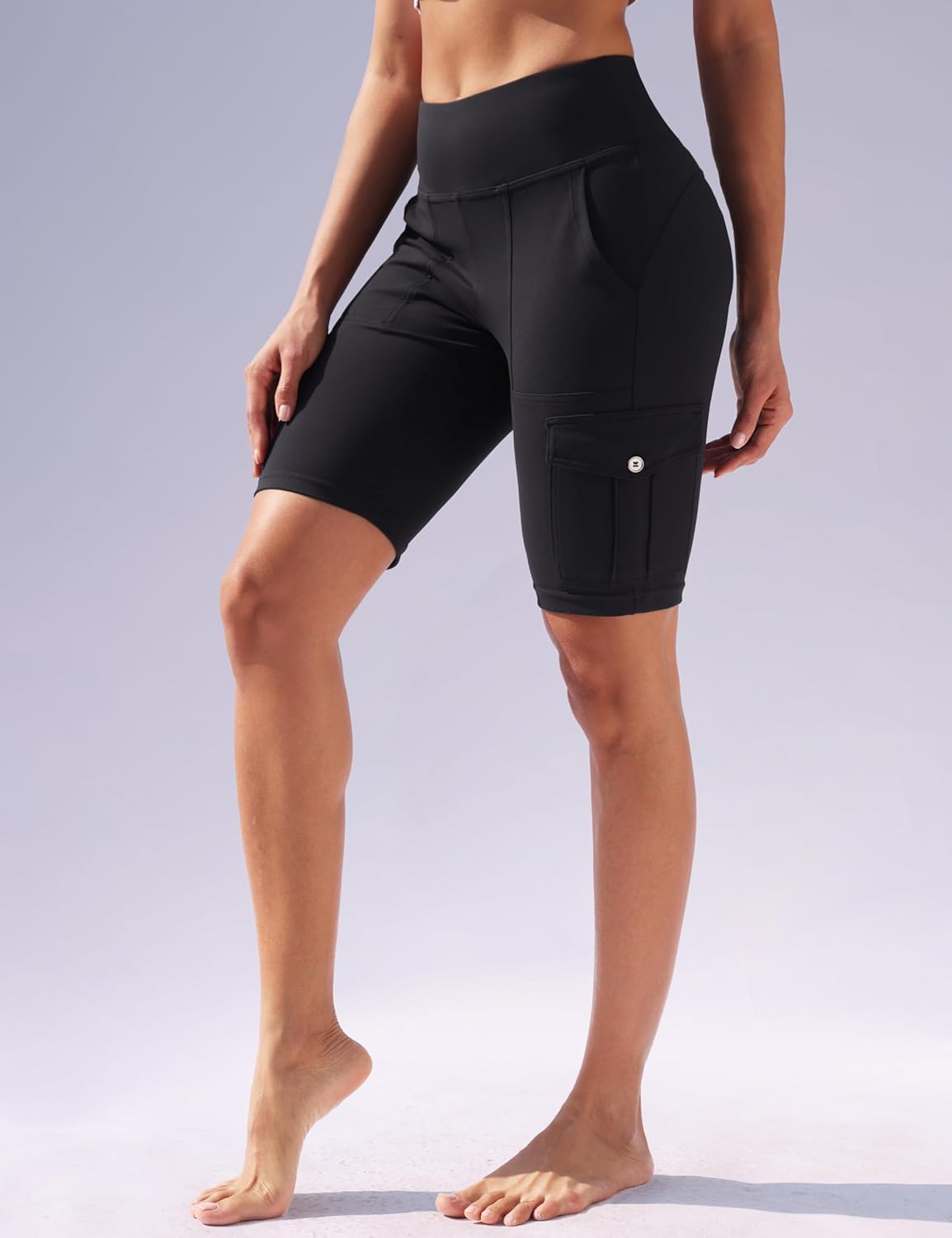 VOOVEEYA High Waisted Workout Biker Shorts Women Tummy Control Yoga Running Shorts with Cargo Pockets Gym Athletic Shorts - Image 3