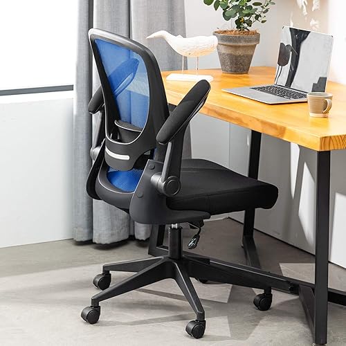 Miniatura 6 de Silla de oficina en casa, silla de escritorio ergonómica, silla de computadora de malla, sillas cómodas con respaldo medio con soporte lumbar y