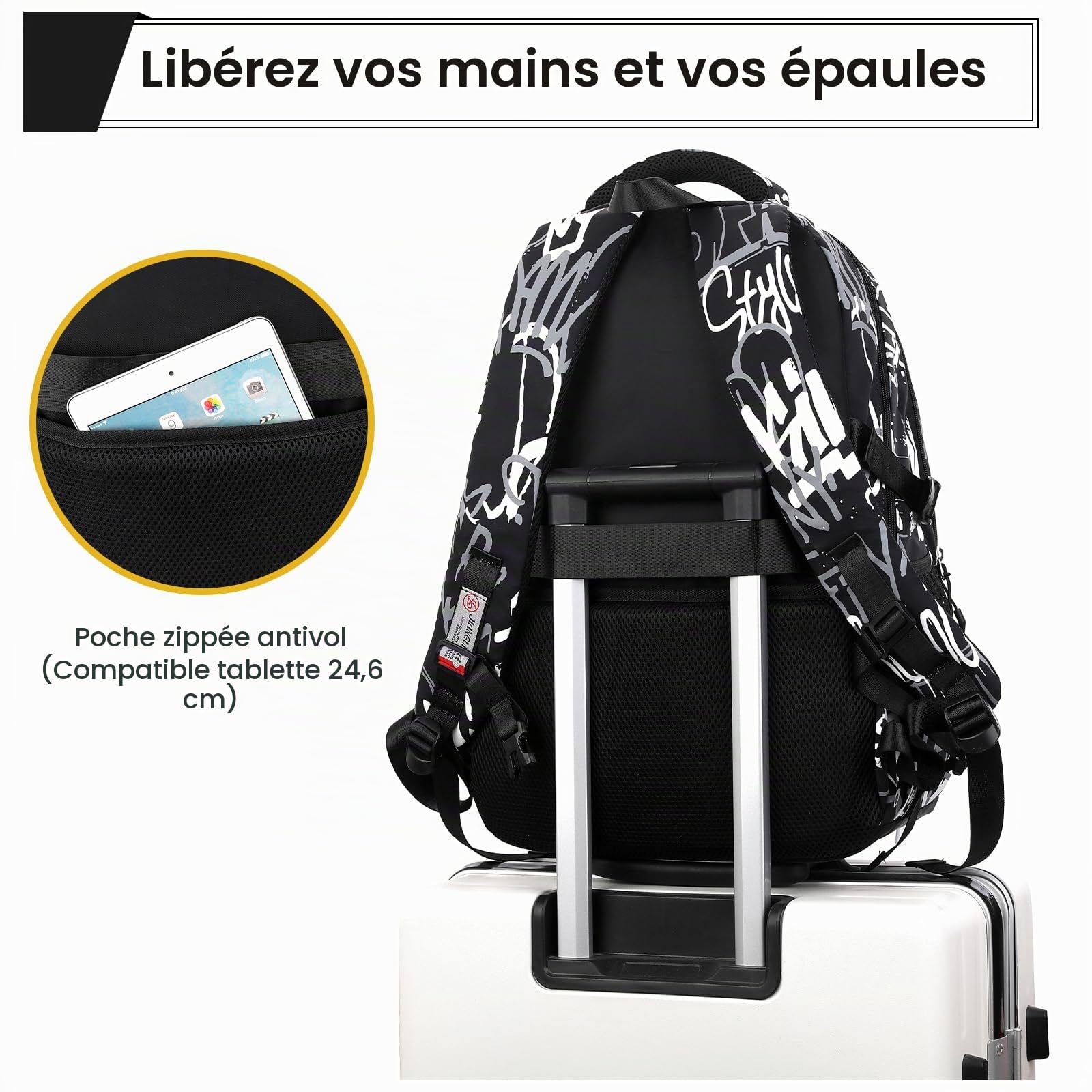 Amythe Sac à Dos College pour Garçons Adolescents Tendance Grande