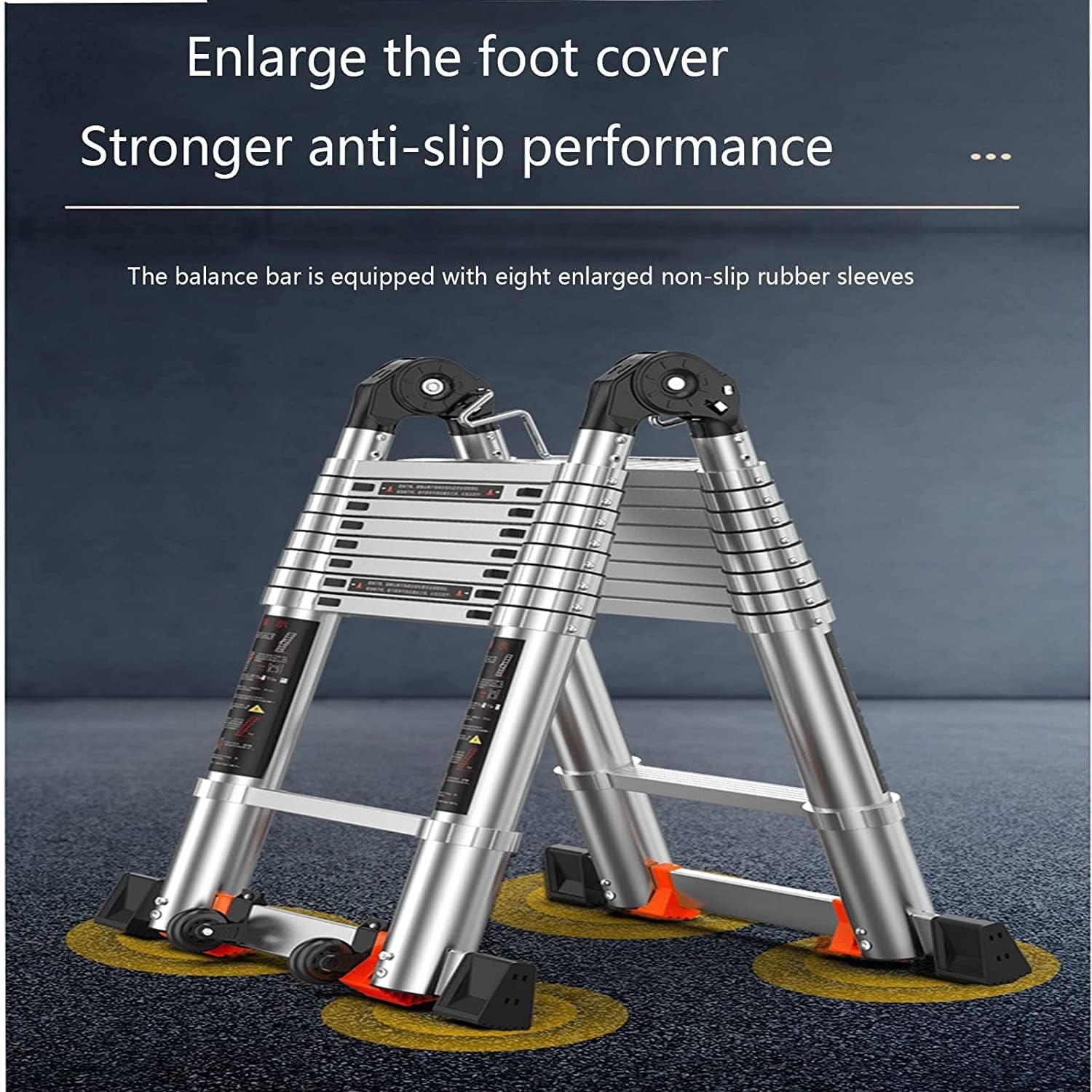OKUOKA Ladders,Telesladder Aluminum Alloy Household Folding Ladder Extendable Portable Thickening Multifunctional for Outdoor Indoor Roof Work/5Ft/5Ft
