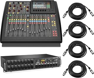 X32 40-Input 25-Bus Digital Mixing Console, Bundle With Behringer Digital Snake S16 I/O Box with 16 Remote, 4x H&A XLR M to F Cable 25'