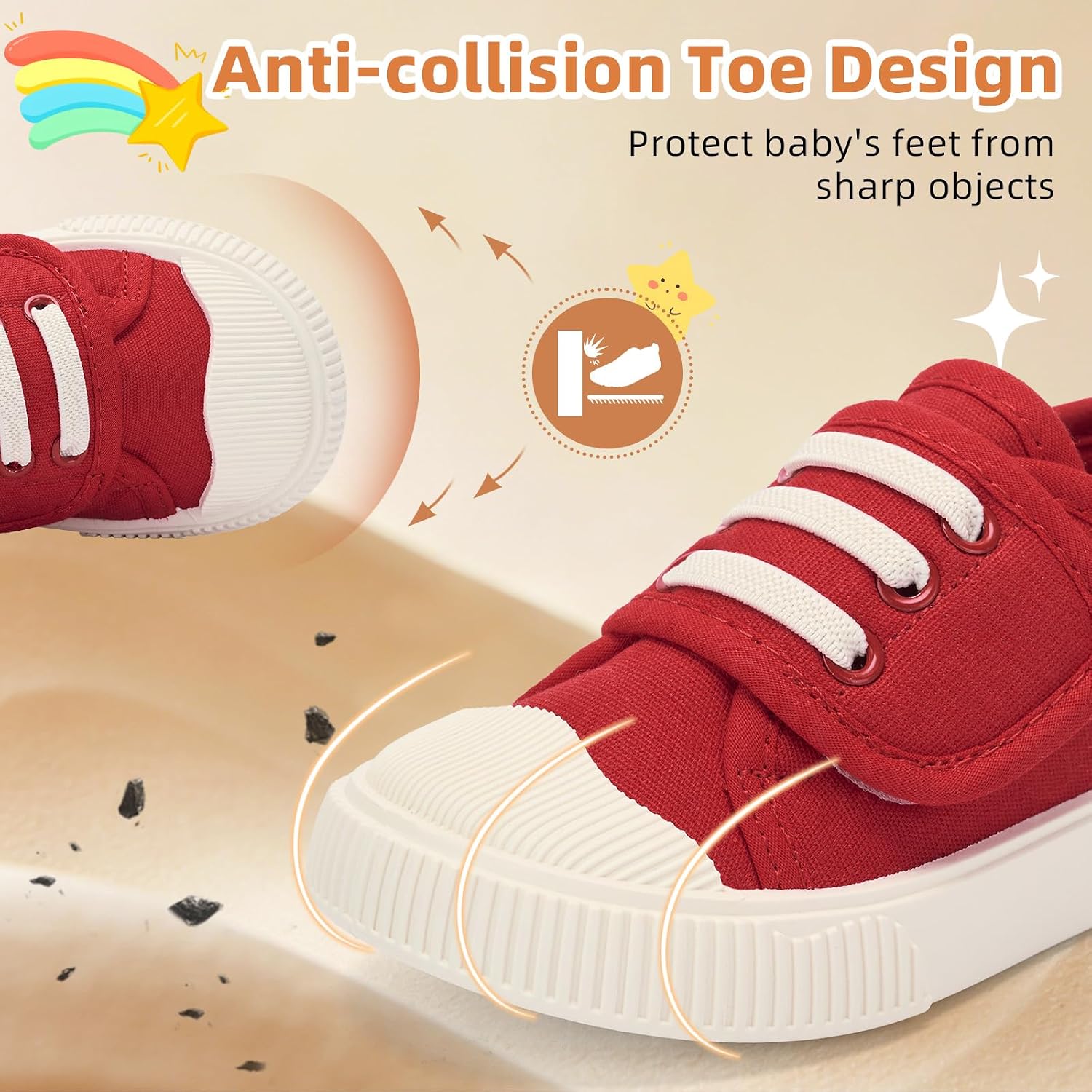 BACSAC Toddler Shoes Boys & Girls - Comfortable Tennis Walking Sneakers with Adjustable Hook and Loops Athletic Running Non Slip Casual Canvas Shoe