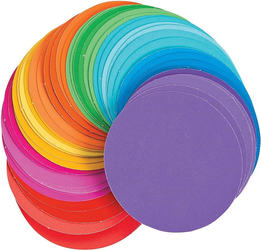 Fun Express Paint Chip Paper Circles - 1200 Pieces - Educational and Learning Activities for Kids