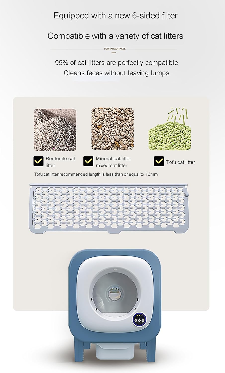 Automatic Cat Litter Box Self Cleaning, APP Control and Video Surveillance, 72L Ultra-Quiet, Gravity Sensor, Automatic Work, Fresh Air System