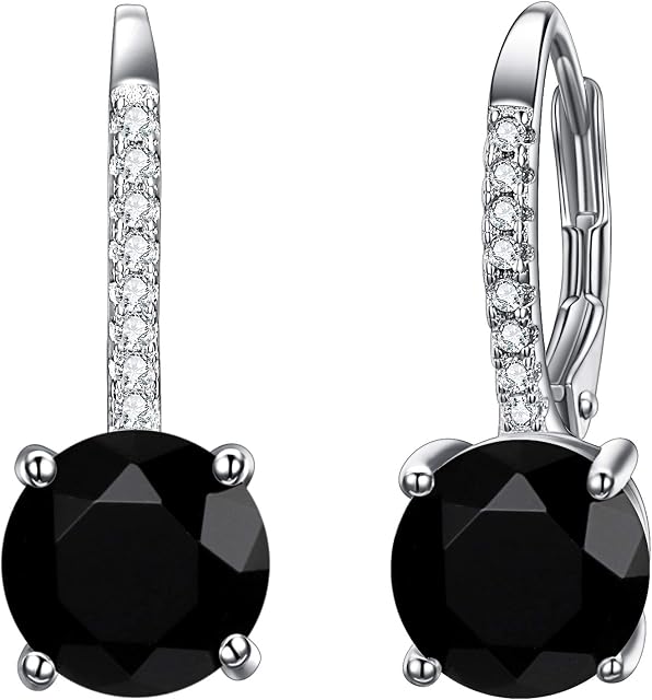 EVER FAITH Women's 925 Sterling Silver Full Zircon Fashion Round Drop Leverback Dangle Earrings