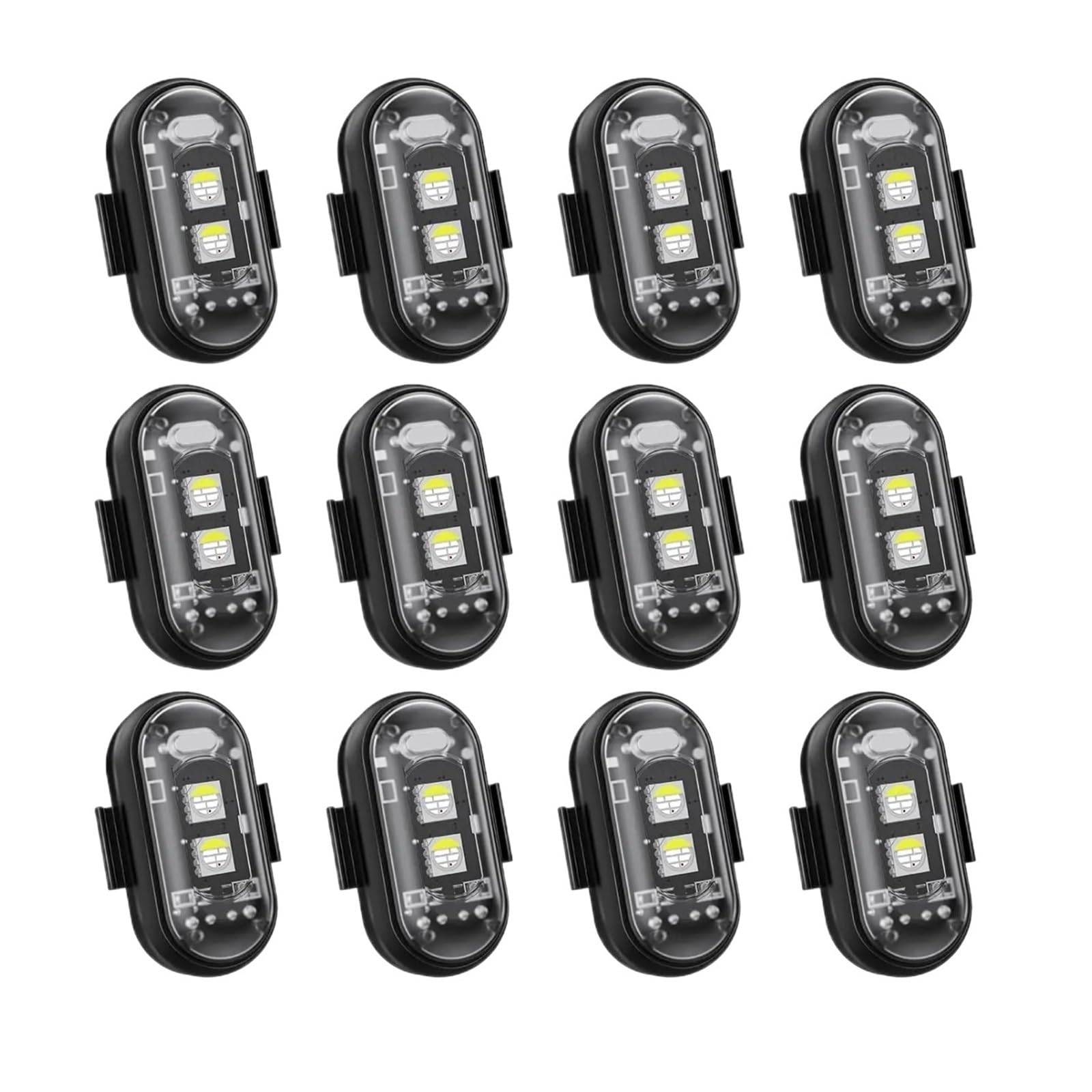 Luci stroboscopiche LED RGB wireless, compatibili con DJI, telecomando 8 colori 10 modalità flash Ricarica USB Anti collisione impermeabile(12Pcs)