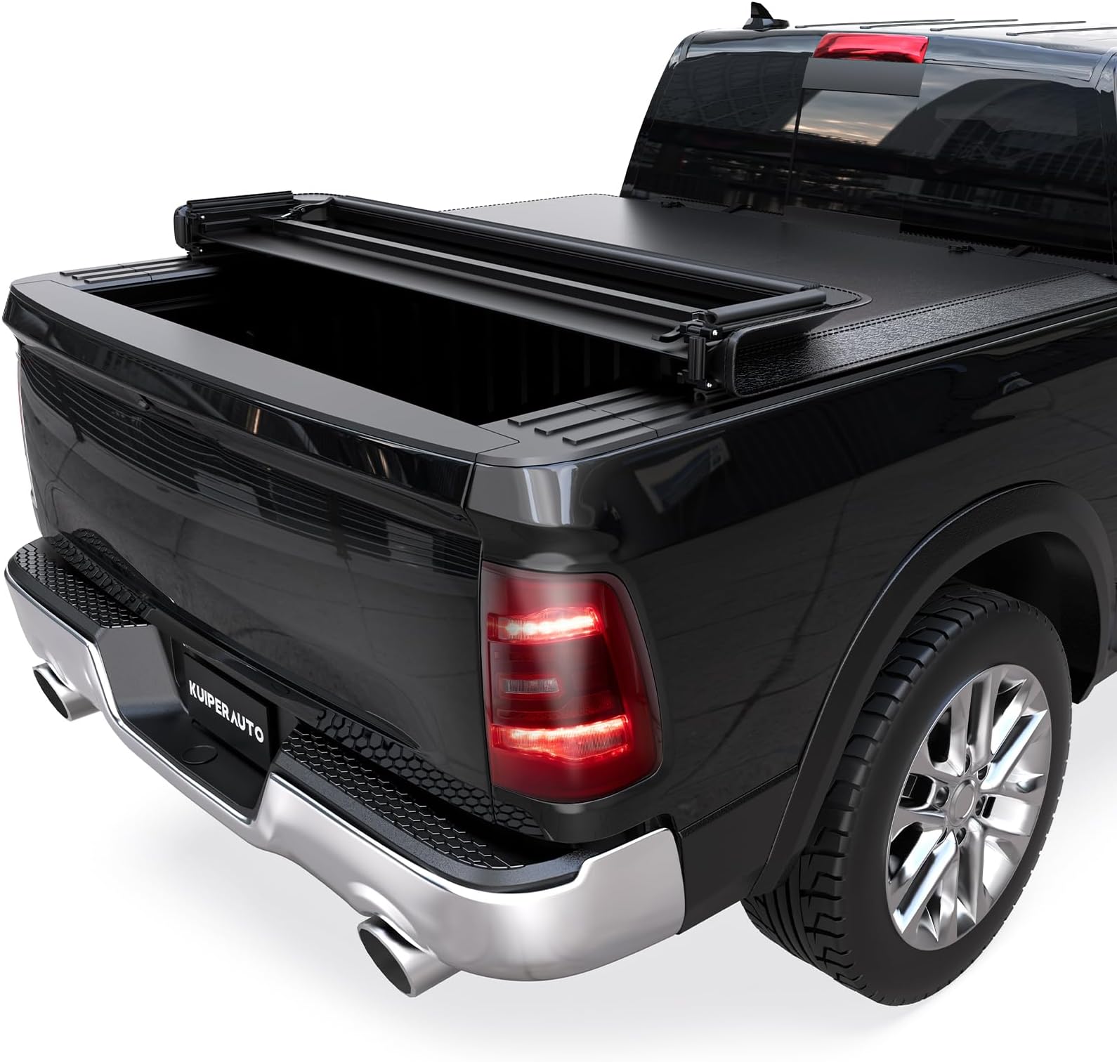 KUIPERAUTO Soft Quad-fold Truck Bed Tonneau Cover Compatible for 2009-2024 Dodge Ram 1500 (Incl. 2019-2023 Classic & 2019-2024 New Body Style) 5.6 Feet Bed
