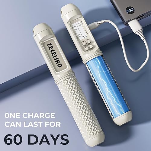 Miniatura 4 de Cuerda de saltar inteligente con pantalla LED y contador de saltos, diseño inalámbrico con peso para gimnasio en casa y HIIT, alambre de acero