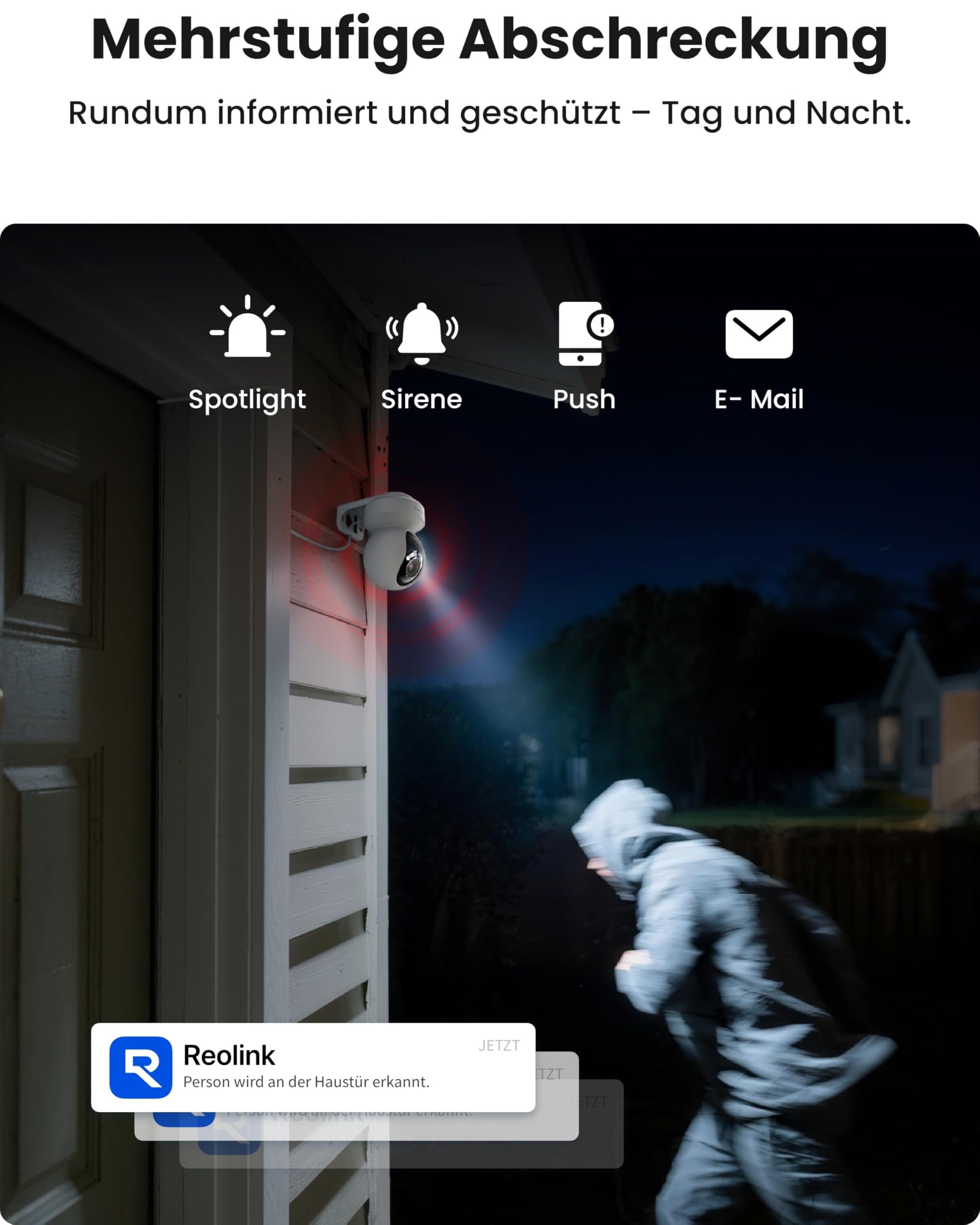 Reolink 4K Wi-Fi 6 PTZ Überwachungskamera Aussen mit Auto-Tracking, 3X Optischem Zoom, 2,4/5GHz WLAN Kamera Outdoor, Person/Auto/Tiererkennung, Farbnachtsicht, 2-Wege-Audio, E1 Outdoor Pro