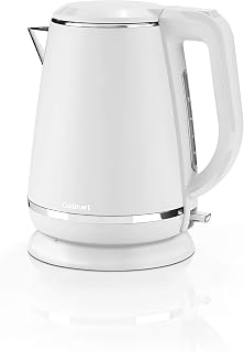 CUISINART CJK429WE Hervidor de Agua Eléctrico, 3000W Ebullición Rápida, Capacidad de 1.5L, Interior de Acero Inoxidable, Filtro Antical, Ventana con Indicador de Nivel, Color Blanco Mate