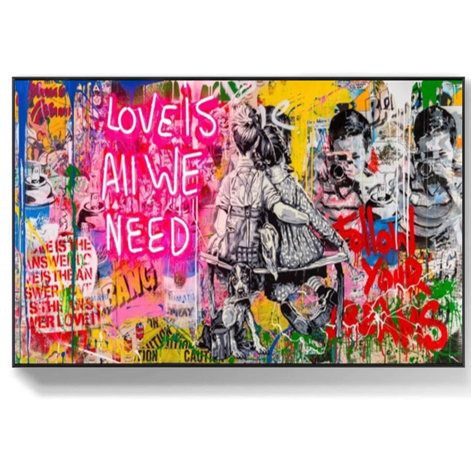 DQTUYIOP Banksy Art Print Love Is All We Need Frameless 70x100cm Abstract Wall Art for Living Room Canvas Print of Banksy Grafitti Famous Painting Reproductions Wall Hangins, Bedroom Home Decorations