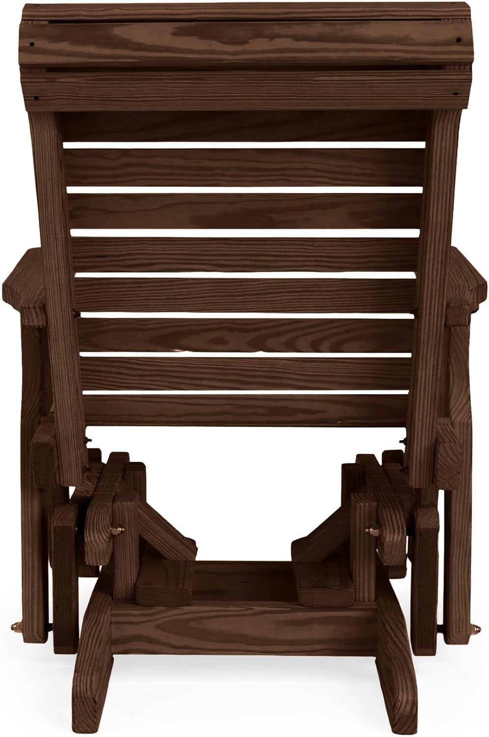 2 FT Walnut Porch High Rollback Glider Chair, Amish-Made Solid Pine Wood Glider, Smooth Quiet Glide, Balanced Construction, Relaxed Seating Angle, Made in USA