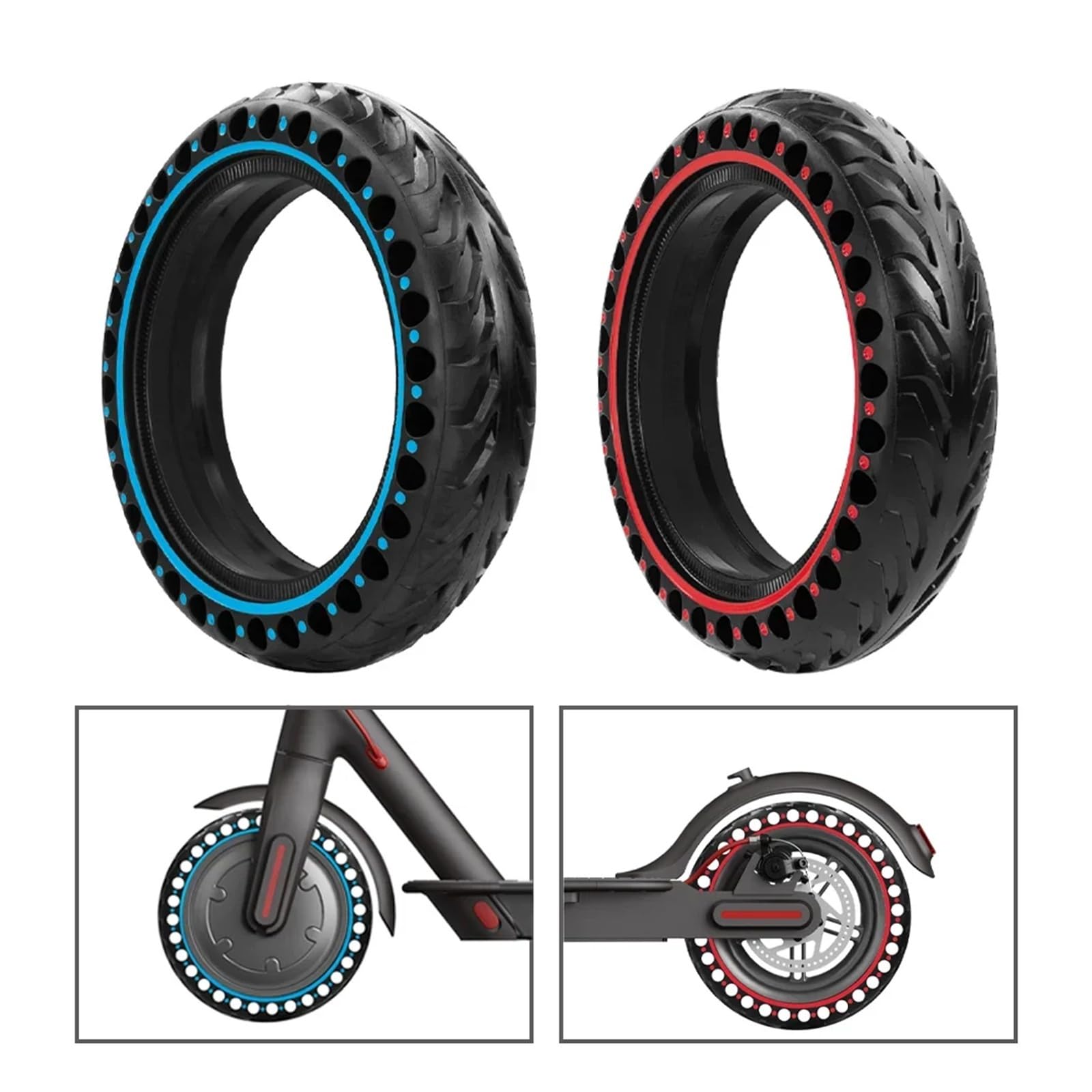 Opona z pełnej gumy o strukturze plastra miodu 8,5x2 do hulajnogi elektrycznej M365 Pro Pro2 1S MI3, koła przednie i tylne 8,5 cala, szybka wysyłka(2pcs-blue with tool)
