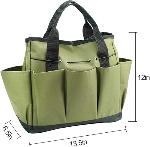 Miniatura 5 de Bolsa de mano de jardinería bolsa de jardín con 8 bolsillos, organizador de kit de herramientas de jardinería, bolsa de almacenamiento de