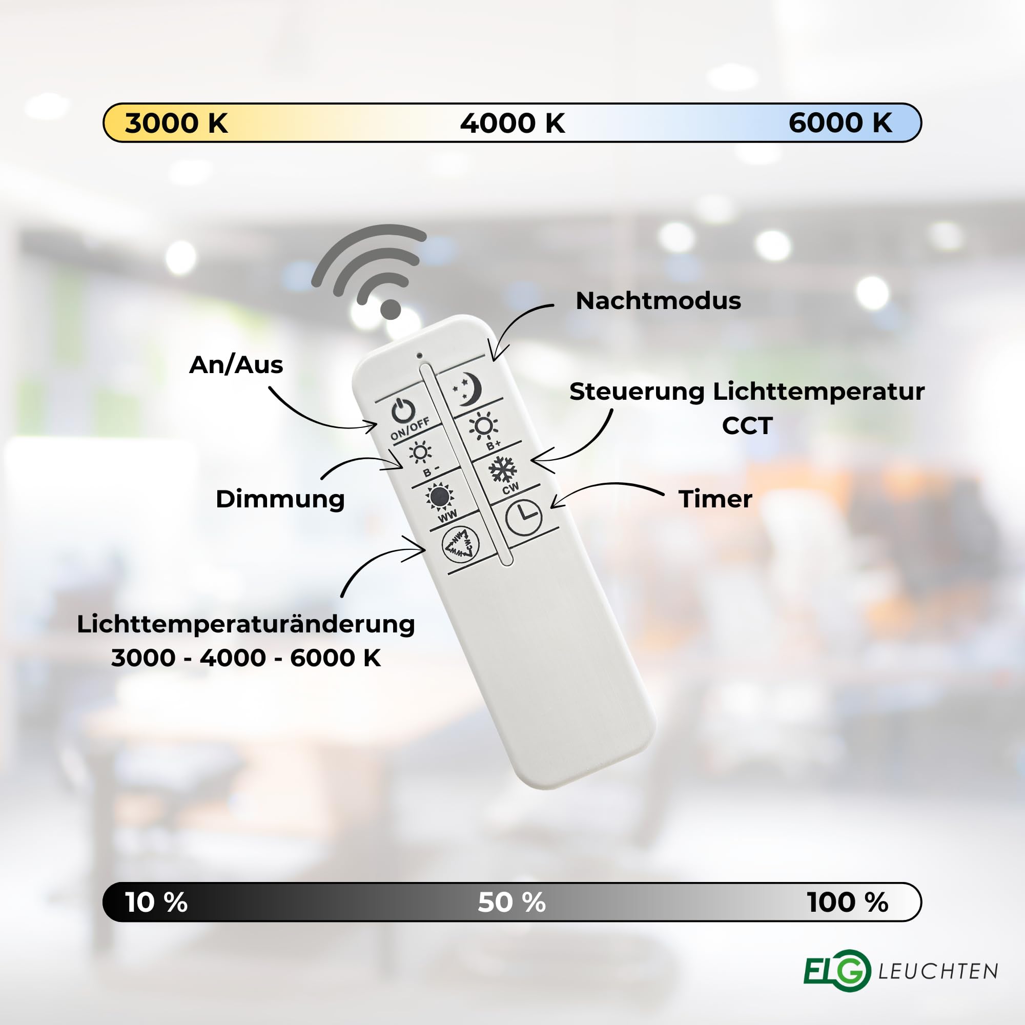 LED Pendelleuchte 120cm direkt/indirekt Dimmbar CCT 3000-6000K 32 Watt | mit Fernbedienung, Mikroprismatische Abdeckung, 2880 lm, CRI>90, IP20, Höhenverstellbar