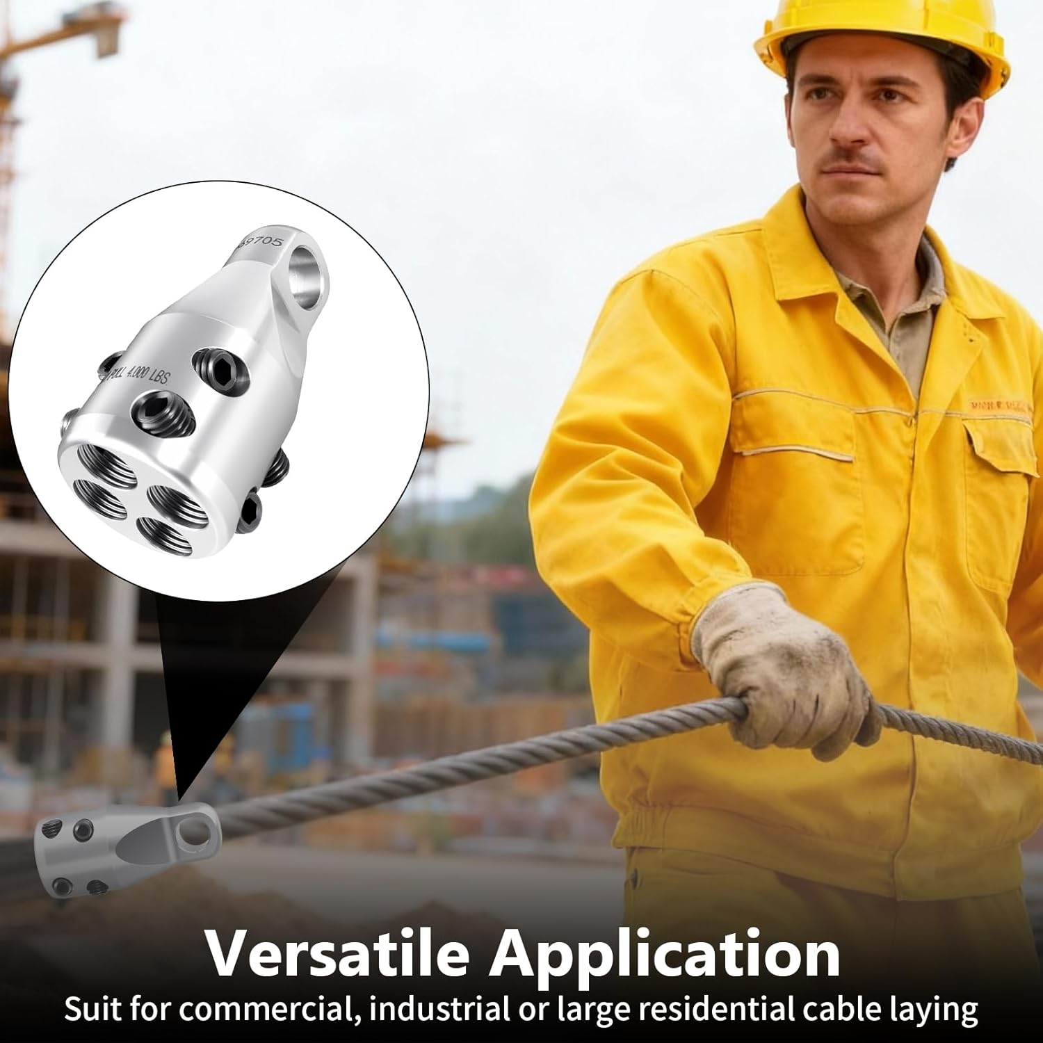 Jr. 69705 Wire Pulling Grip, Heavy Duty Wire Pulling Attachment - 4000lbs Pull Strength for 2/0 to 4/0 Copper & Aluminum Wires