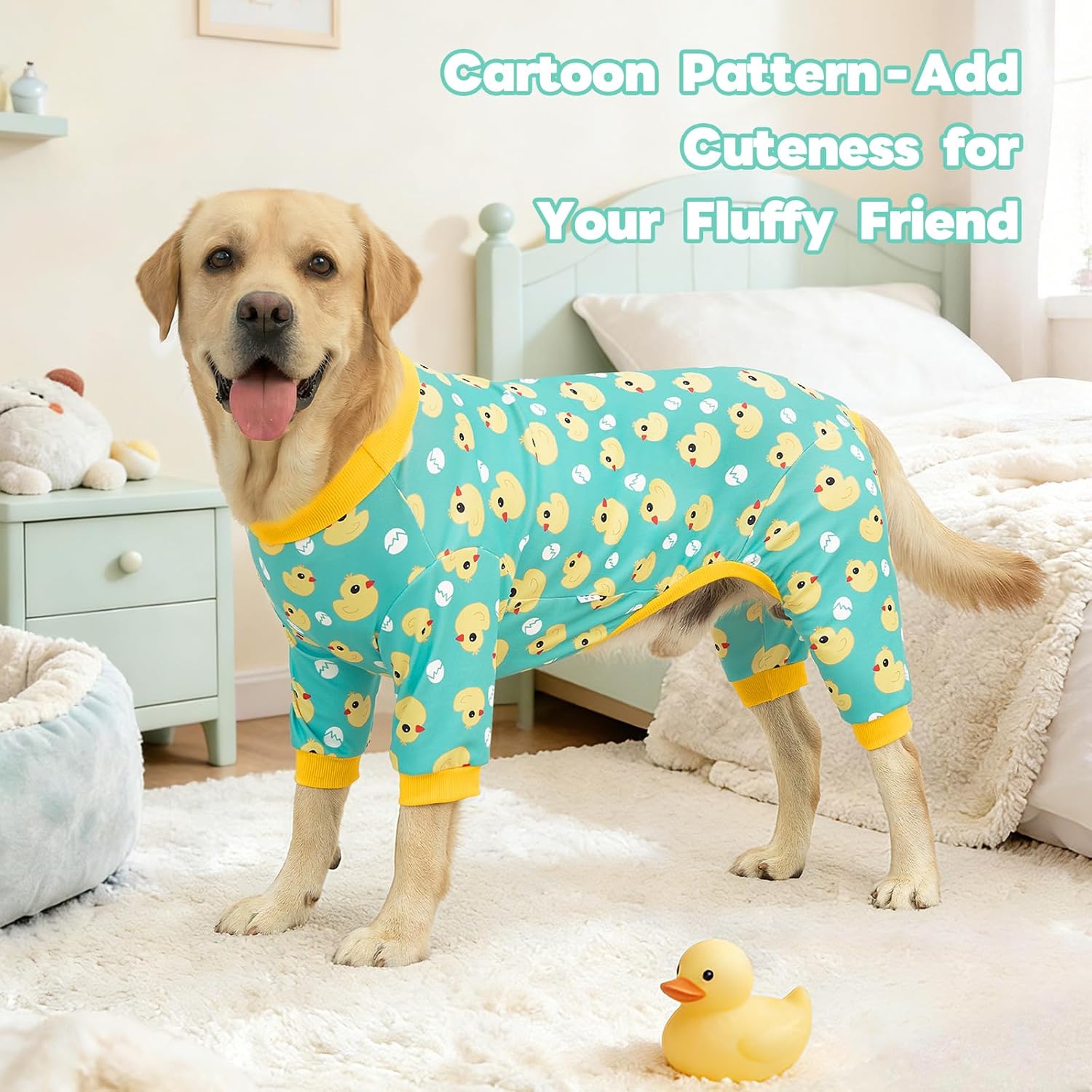 XPUDAC 4 Pieces Dog Pajamas for Large Dogs Pjs Clothes Puppy Onesies for Doggie Duck Shirts Sleeper for Pet Cats Jammies-3XL